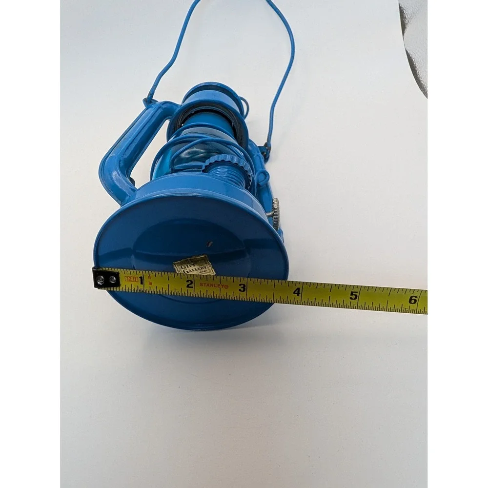 Winged Wheel No. 350 Blue Kerosene Lantern Blue Globe Made Japan Vintage 7.5